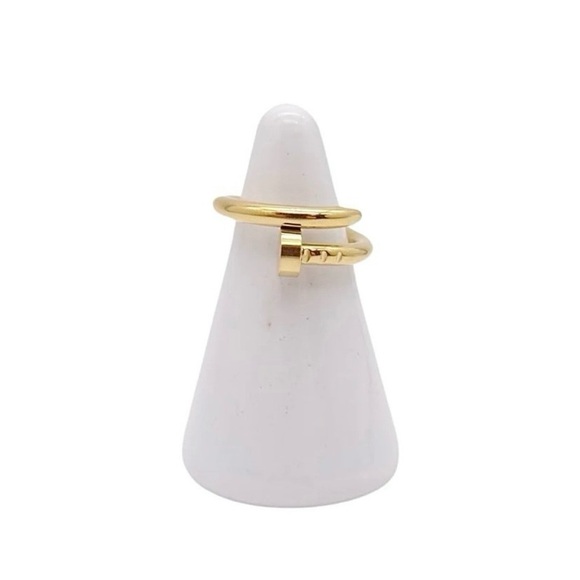 NEW Stainless Steel Screw Nail Ring in Gold - Picture 3 of 6